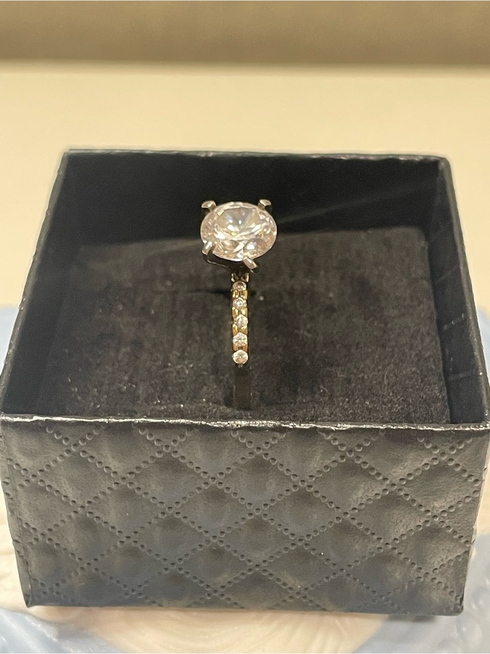 Vintage PAJ 925 Sterling Silver Gold Vermeil
Solitaire Engagement Ring CZ Size 8
